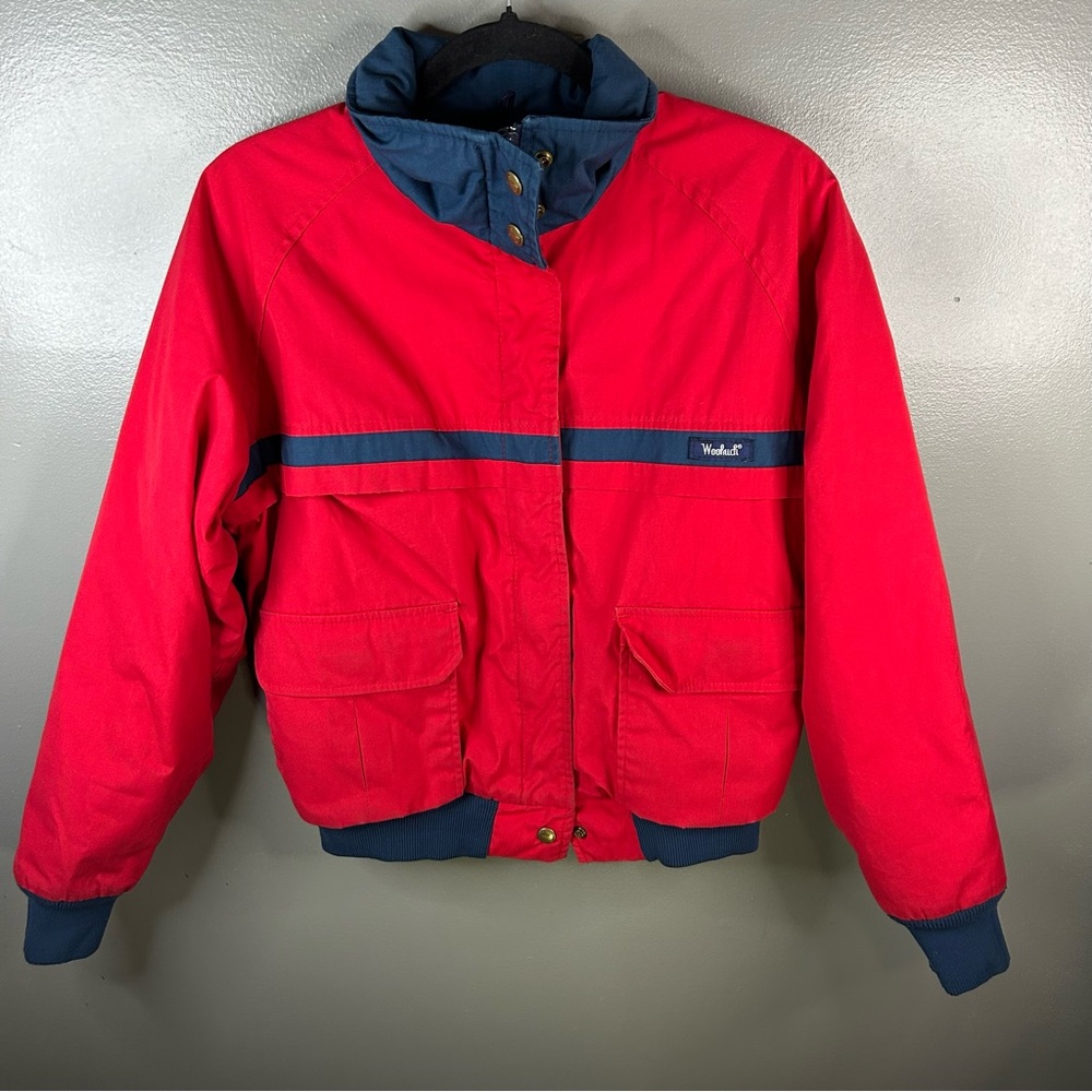 Woolrich The Woman Red Large Vintage 80s Outdoor Bomber Jacket Size Medium